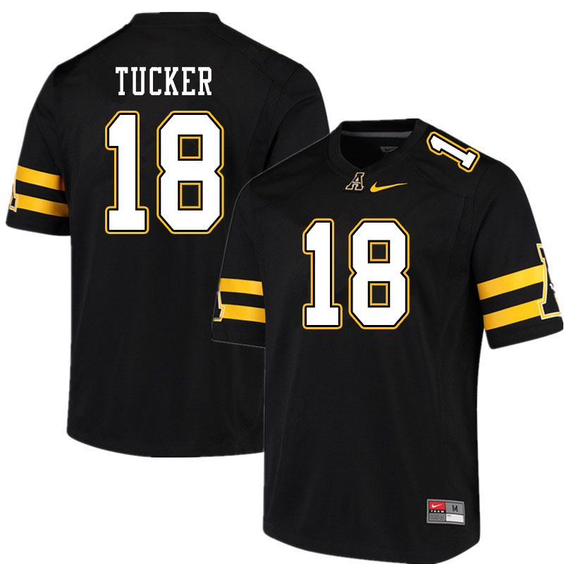 Men #18 Milan Tucker Appalachian State Mountaineers College Football Jerseys Sale-Black